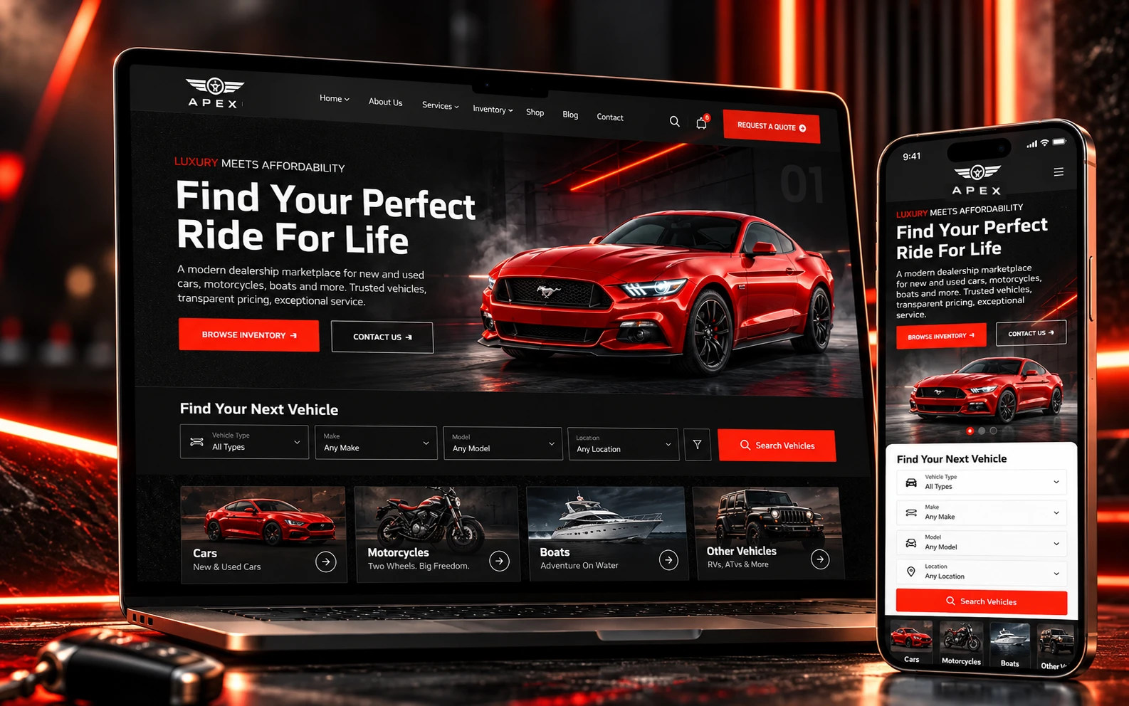 Apex — responsive automotive website project