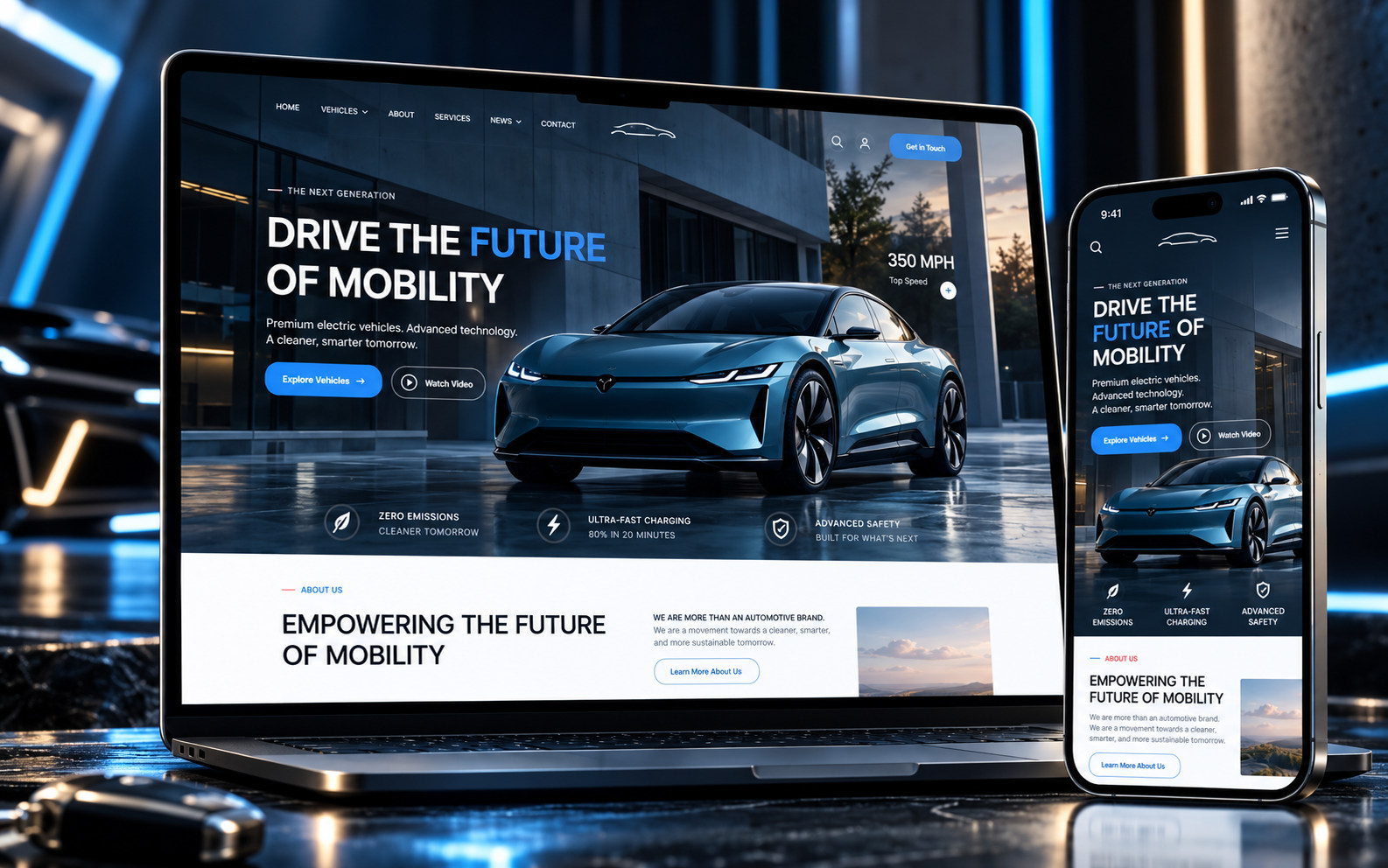 E-Motion — responsive automotive website project