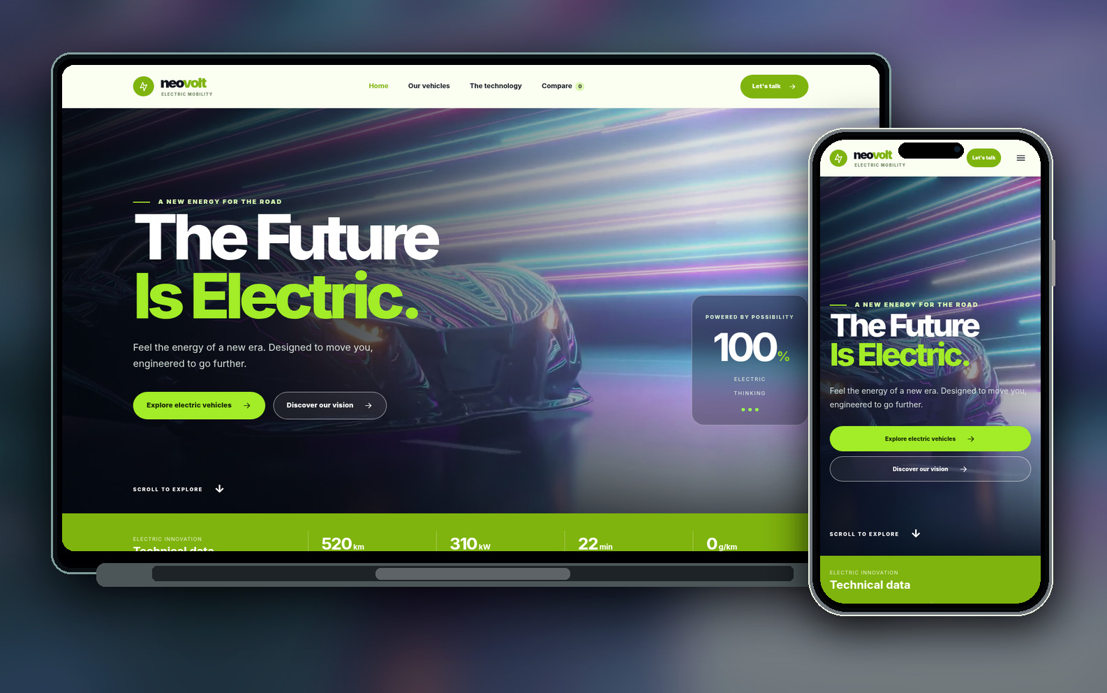 NeoVolt — responsive automotive website project
