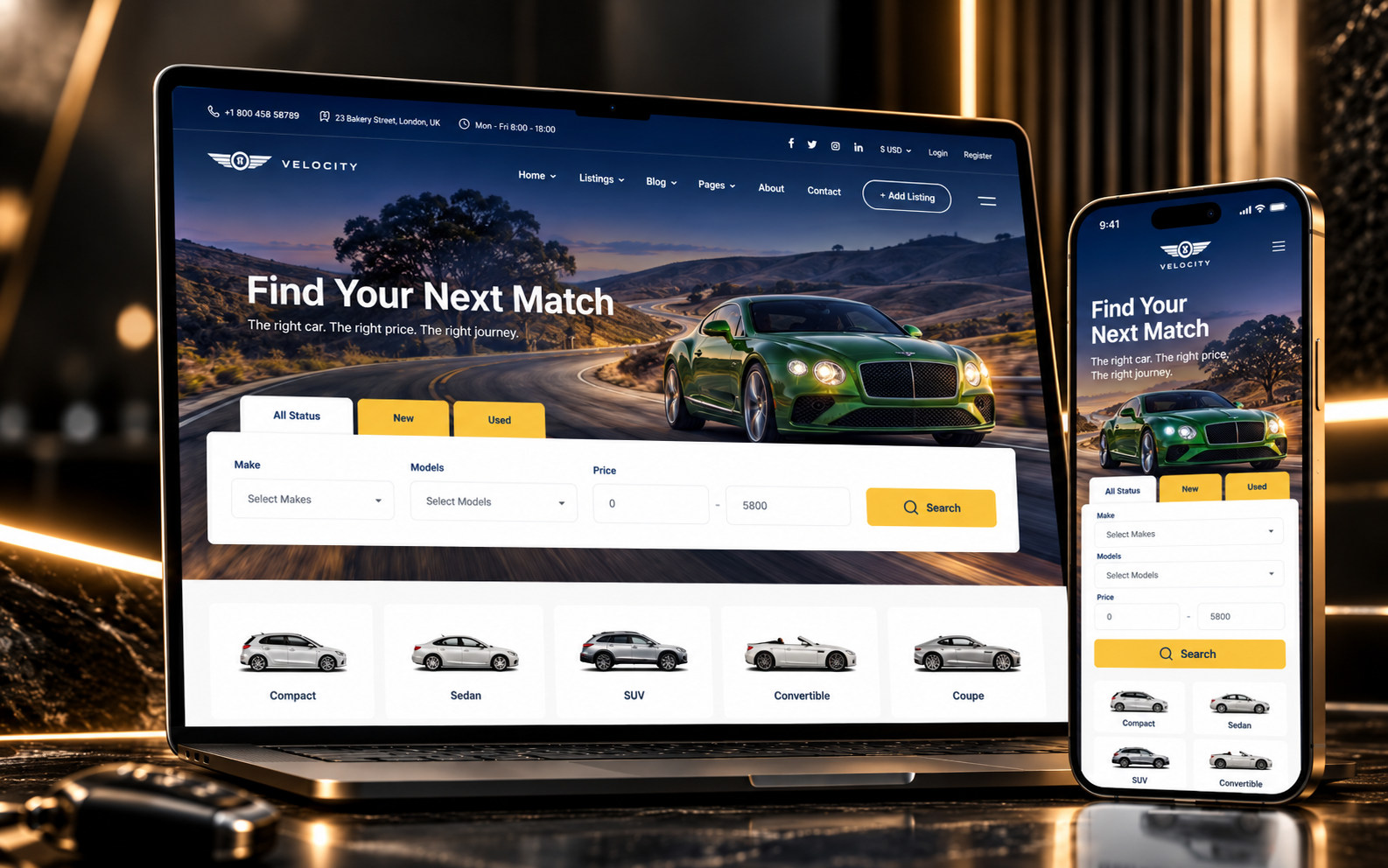 Velocity — responsive automotive website project